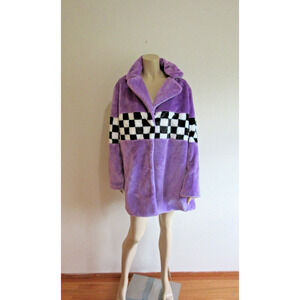 FOREVER 21 Purple Soft Velvety Fabric Lined L Snap Closure Mid-Length Coat